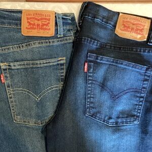 2pair Levi's Boy’s/Men’s Dark and Medium Blue 511 Slim Jeans, size 29x29.